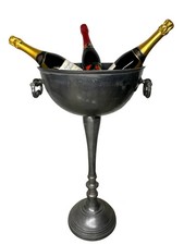 Ciotola da terra grigia secchiello ghiaccio 3-4 bottiglie refrigeratore bevande alluminio