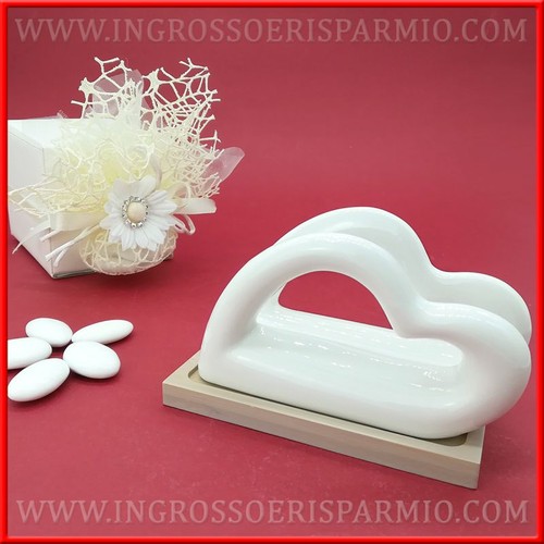 Portatovaglioli cuore ceramica - portatovaglioli,