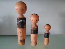 KOKESHI SET VINTAGE IN LEGNO BAMBOLINE GIAPPONESI