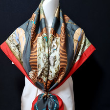 RARA SCIARPA DI SETA VINTAGE HERMES "La Chasse en Afrique" Carre 90 Duty-free US