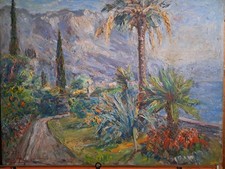 Carlo Aimetti Dipinto Olio " Villa Monastero Varenna "