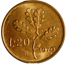 Italy 20 Lire 1970 KM# 97
