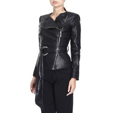 ELISABETTA FRANCHI DONNA GIACCA IN PELLE SINTETICA NERA GI01576E2 TG 46