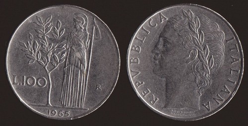 100 lire 1965 minerva - minerva,