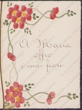A Maria offro i miei fiori libretto biglietto colorato a mano