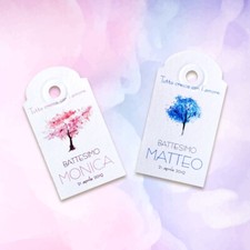 Bigliettini Battesimo mod. Albero della vita - Bigliettini fustellanti con spago