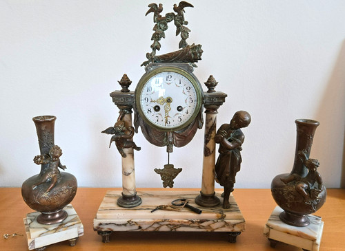 Pendule portique bronze doré - portique,