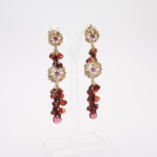 orecchini granato, diamanti, rubini oro giallo argento