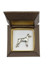 Dobermann - Hundebrosche IN Confezione Regalo, Elegante Spilla, Reversnadel per