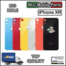 VETRO SCOCCA IPHONE XR BACK COVER BIG HOLE COPRI BATTERIA APPLE BIANCO NERO RED