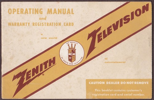 Zenith television 1956 manuale - zenith,