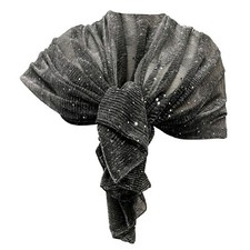 Elegante SCIARPA Plissettata Foulard Sciale Donna Coprispalle Cerimonia Argento 