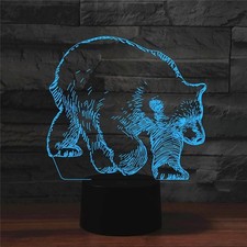 Lampada da tavolo a luce colorata a LED a forma di orso 3D, versione con telecom