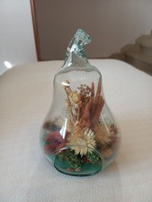 Vasetto Decorativo Pera In Vetro Con Fiori Secchi 