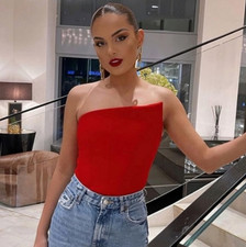 Top bustier asimmetrico rosso