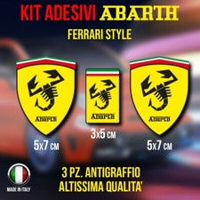 KIT 3 Adesivi ABARTH stile scudetto Ferrari 500 fiat