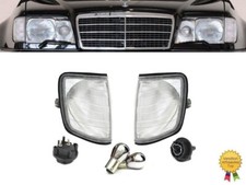 Frecce BIANCHE Fanalini Luci Anteriori Mercedes Classe E W124 + Lampade Cromate