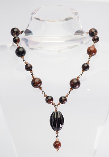 Collana vetro marrone - vetro,