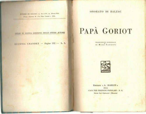 Papa goriot onorato di - papa',