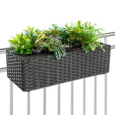 Fioriera Vaso da Terrazzo Ringhiera Giardino Esterno Balcone in Rattan 54x22x17c