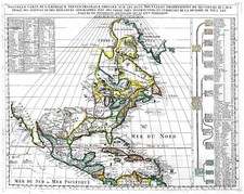 STATI UNITI MESSICO CARAIBI "Nouvelle carte de l'America" Chatelain 1707-14