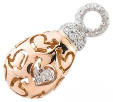 Collana con ciondolo gallo diamante oro rosa 18 kt Chantecler Capri Italia