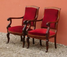 Coppia di poltrone st.Carlo X in legno di mogano, fine '800!