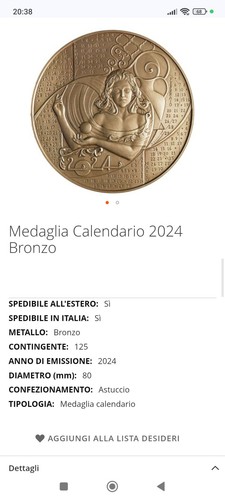 Medaglia calendario 2024