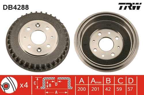 Tambor freno trw db4288 per - trw,