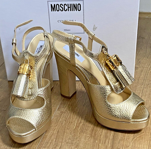 Moschino sandalo pelle oro - pelle,