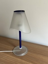 Lampada In Vetro Di Murano Vintage Con Marchio Effetre Blu E Opalino