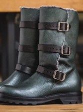 Stivale Anfibio Donna NERO Stivaletto fibbie interno caldo VERA PELLE nu.40