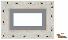 CORNICE IN LEGNO BIANCA LUCIDA TRAFORATA CON PASS GRIGIO PER FOTO STAMPE LAUREE