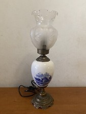 LAMPADA/ LUME Vintage  DA TAVOLO PORCELLANA BIANCA OTTONE E TULIP IN VETRO