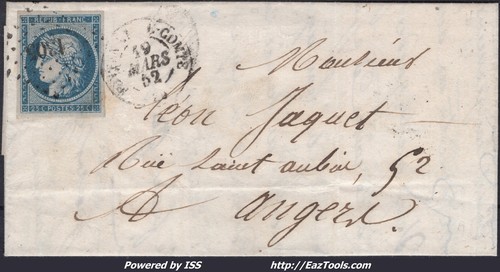 France sur lettre pc - sur,