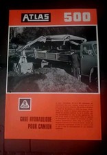 ATLAS 500 GRU IDRAULICHE AUTOCARRI CAMION GRUE Brochure francese 1974
