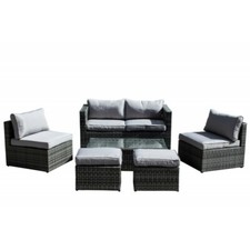 Set di mobili lounge giardino MATERA 2 poltrone, divano, 2 pouf e tavolino.