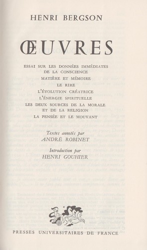 Henri bergson oeuvres aux - -,