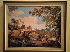 Grande quadro a mezzo punto ricamato a mano ( Vittorio Amedeo Cignaroli (1780)