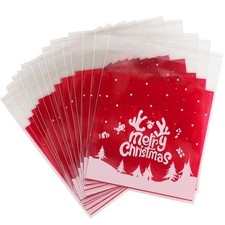 100Pz Sacchetti Natalizi Autoadesivi Sacchetti Cellophane Trasparenti Plastica