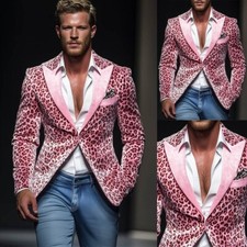 Blazer uomo trendy rosa stampa
