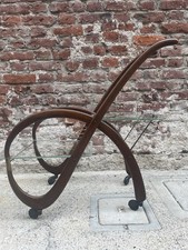 CARRELLO BAR PORTA VIVANDE ANNI 50 DESIGN CESARE LACCA MID CENTURY LEGNO VETRO