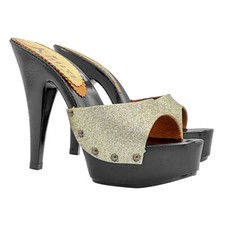 Sandali glitter oro con tacco