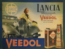 INSEGNA ITALIANA LANCIA AUTO VEEDOL OLIO MOTORE 16" HEAVY DUTY MADE USA METALLO AUTO ADV