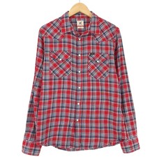Vintage Lee Uomo Camicia Rosso