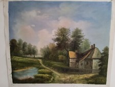 Quadro Dipinto paesaggio stile fiammingo Olio su Tela 50x60 CM compreso telaio