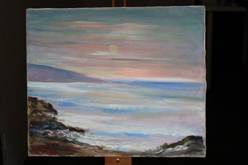 Paesaggio marino olio - , su