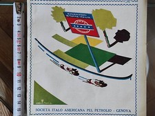 Antica pubblicità 1931: benzina Genova + Carlo Erba Milano + lenti Carl Zeiss