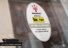 VETROFANIA SPECULARE SAGOMATA MASERATI PREFERISCE AGIP IN RODAGGIO - 7x11,5 cm