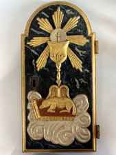 ANTICA ANTA TABERNACOLO LIGNEO DECORO RILIEVO Agnus Dei LIBRO SIGILLI EUCARESTIA